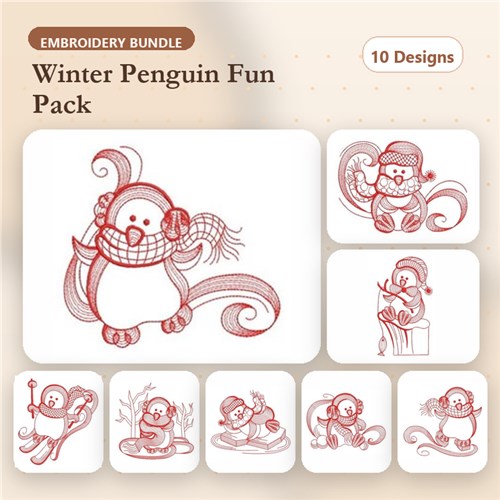 Redwork Penguin Redwork Penguin