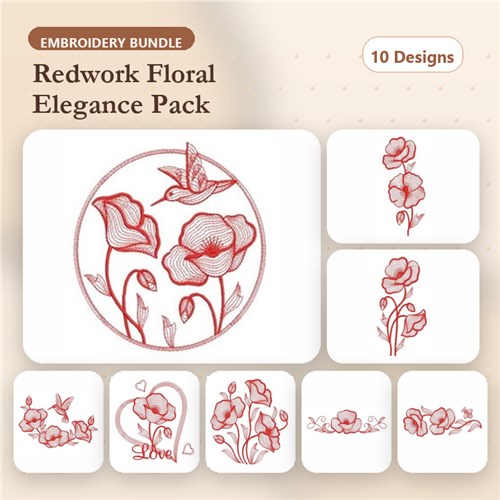 Redwork Poppy