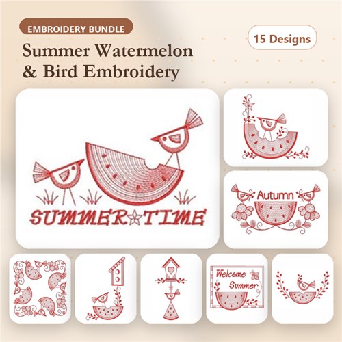 Redwork Primitive Watermelon