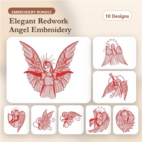 Redwork Rippled Angels Redwork Rippled Angels