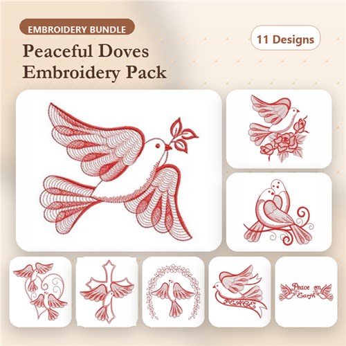Redwork Rippled Doves Redwork Rippled Doves