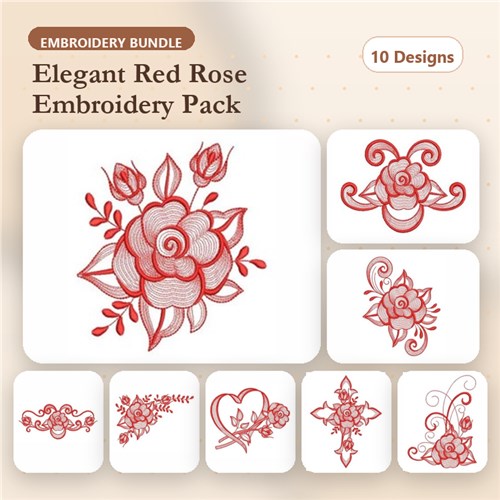 Redwork Rippled Roses