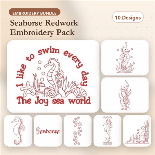 Redwork Seahorses