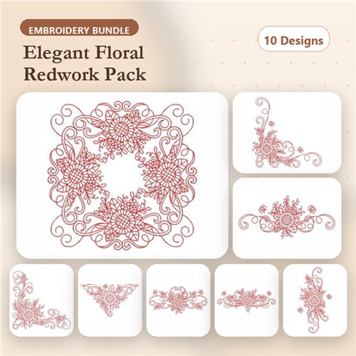 Redwork Sunflowers