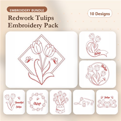 Redwork Tulip 2
