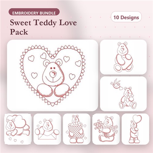 Redwork Valentine Bear