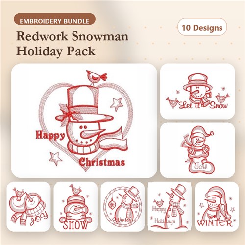 Redwork Winter Snowman