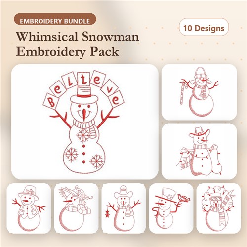 Snowmen Redwork