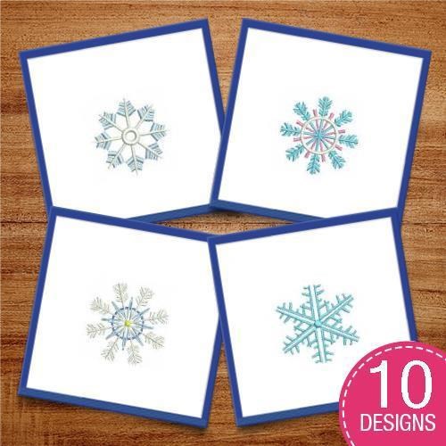 Winter Snowflakes Embroidery Designs Bundle – Circle, Leafy, Radiant & More (10 Designs)