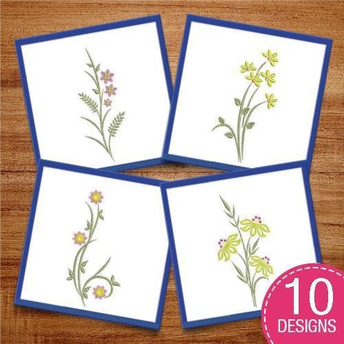 Wildflower Embroidery Bundle – Pink, Yellow, Blue, Purple & More (10 Designs)