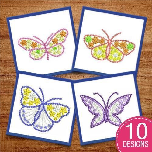 Butterfly Embroidery Bundle – Colorful Fluttering Beauties & More (10 Designs)