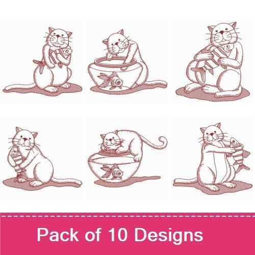 Redwork Cats