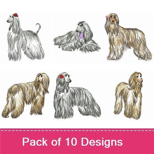 Elegant Afghan Hound Embroidery Bundle – Stylish Dog Designs (10 Designs)