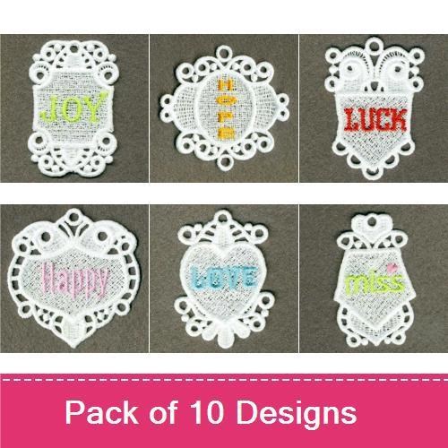FSL Positive Words Embroidery Designs Bundle – Joy, Luck, Good, Happy & More (10 Designs)