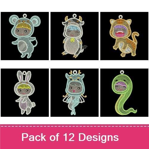 Cute Animal Costume Kids Embroidery Bundle – Adorable Designs (12 Designs)
