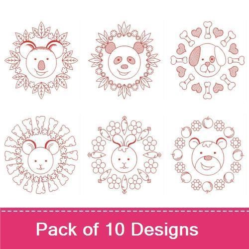 Cute Animal Faces Embroidery Bundle – Adorable Designs (10 Designs)