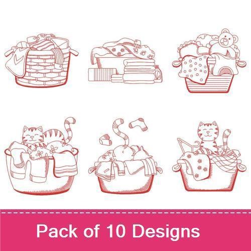Laundry Basket Redwork