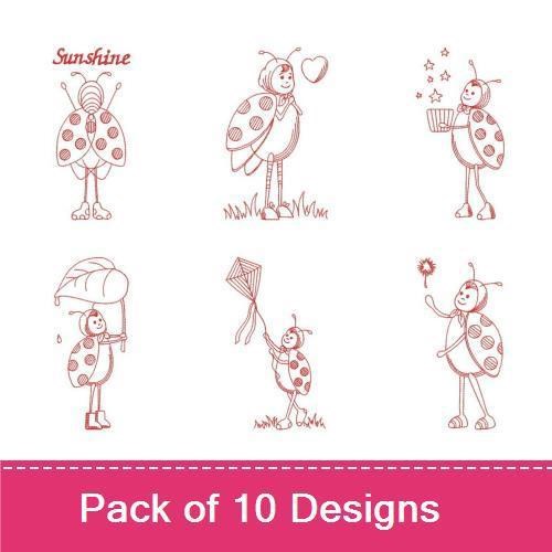 Stick Ladybug Lady Redwork