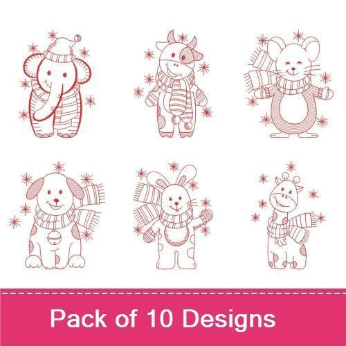 Winter Animal Friends Embroidery Bundle – Cute Animals (10 Designs)