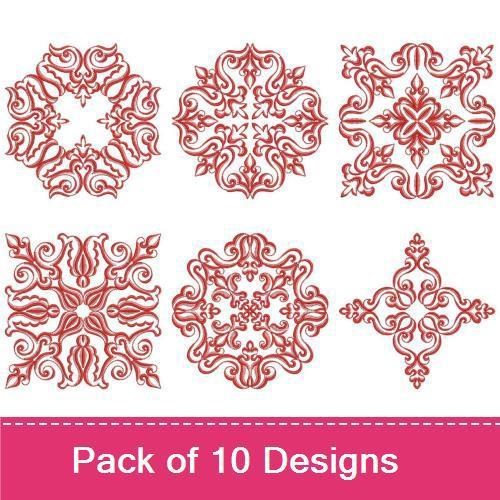Redwork Feather Blocks