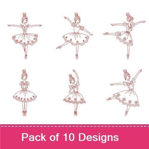 Redwork Ballet Girls