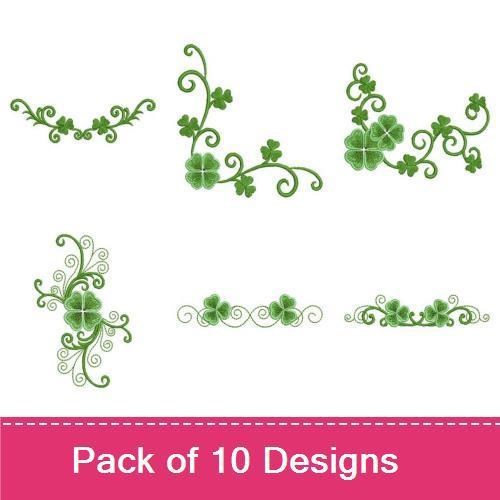 Lucky Shamrocks Embroidery Bundle – Shamrock Bouquet, Swirling Shamrock, Single Shamrock & More (10 Designs)