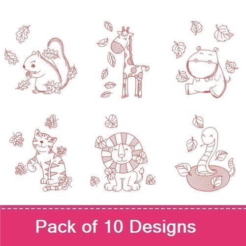 Autumn Animal Friends Embroidery Bundle – Cute Forest Creatures (10 Designs)