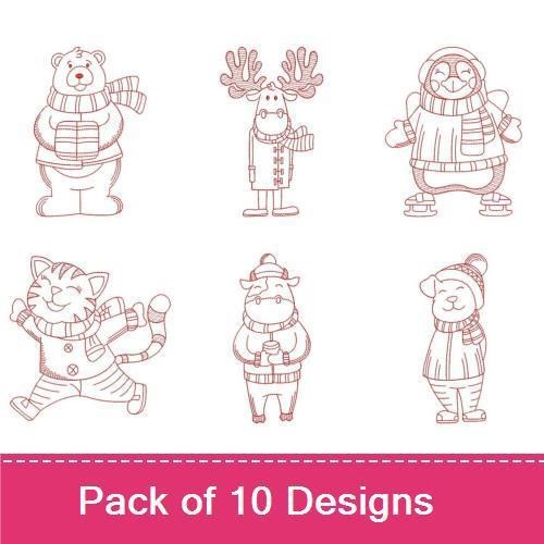 Cozy Winter Animals Embroidery Bundle – Seasonal Favorites (10 Designs)