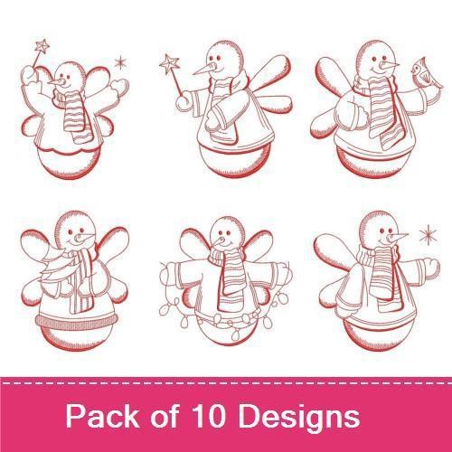 Redwork Snowman Fairy