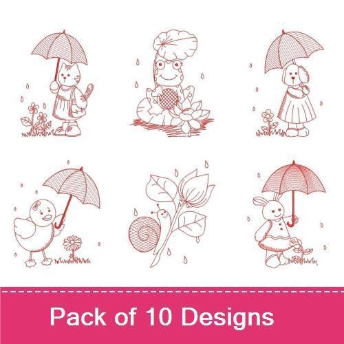 Cute Rainy Day Animals Embroidery Bundle – Adorable Designs (10 Designs)