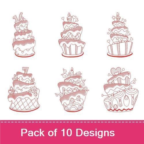 Redwork Whimsical Cake