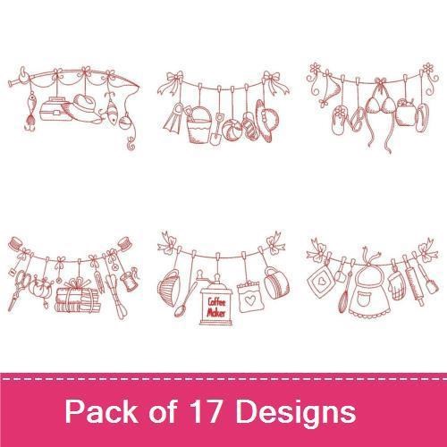 Redwork Clothesline