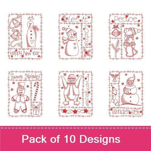 Redwork Patchwork Holiday