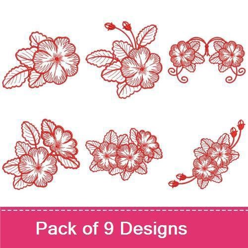 Redwork Flowers 3