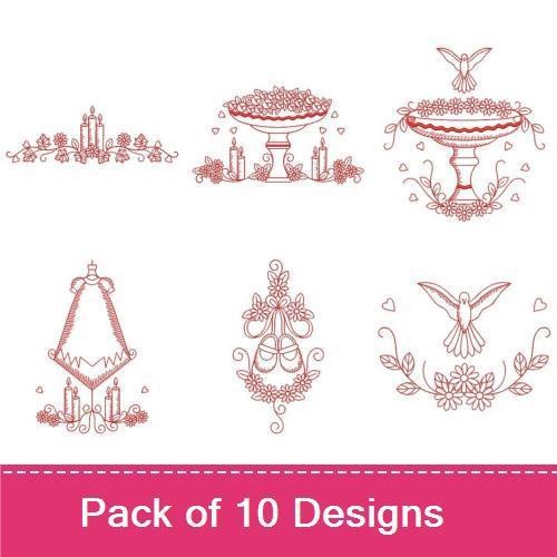 Redwork Vintage Dress & Decor Embroidery Designs Bundle – Roses, Candle Arrangement, Lace Tablecloth & More (10 Designs)
