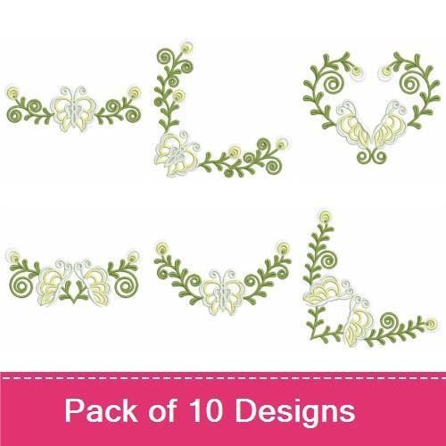 Butterflies & Vines Embroidery Designs Bundle – Butterfly Vine Circle, Elegant Butterfly, Swirling Vine & More (10 Designs)