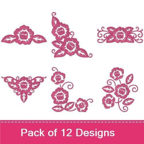 Pink Floral Embroidery Bundle – Floral Bouquet, Single Rose, Rose Cluster & More (12 Designs)