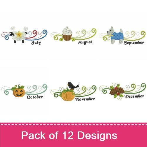 Whimsical Months Embroidery Bundle – Seasonal Designs (12 Designs)