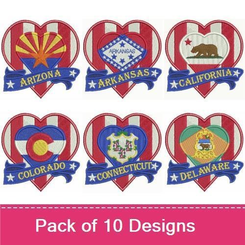 Patriotic US States Heart 1