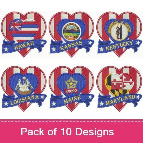 Patriotic US States Heart 2