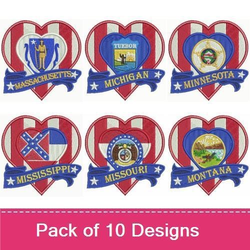 Patriotic US States Heart 3
