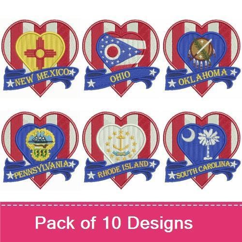 Patriotic US States Heart 4