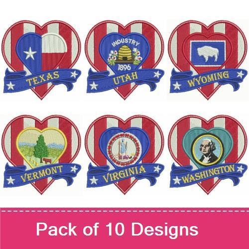 Patriotic US States Heart 5