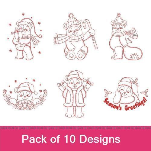 Redwork Christmas Bear