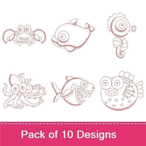 Redwork Sea Animals