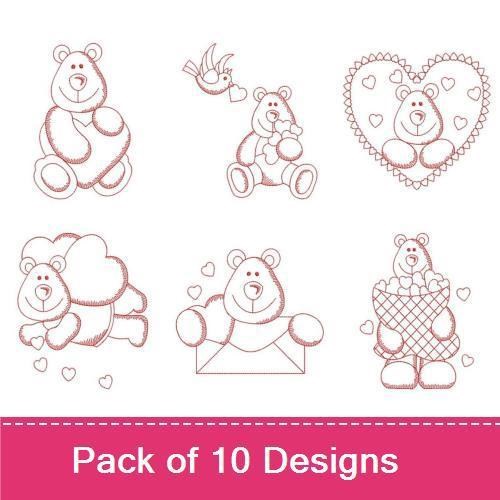 Redwork Valentine Bear