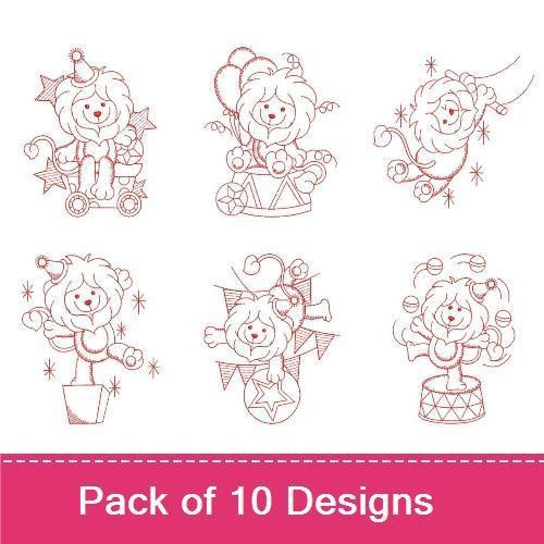 Redwork Circus Lion