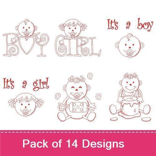 Redwork Adorable Baby 5