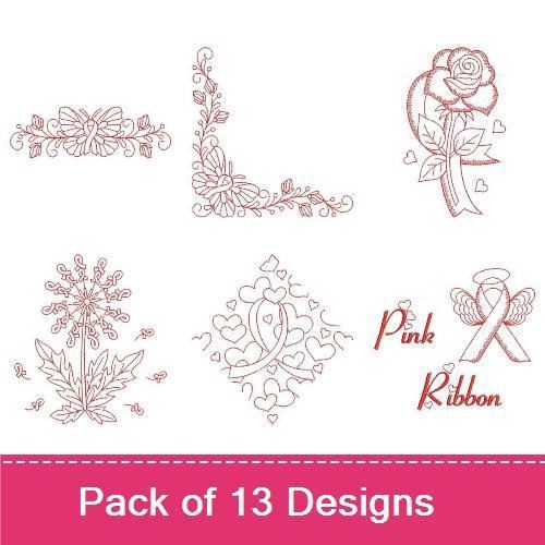 Redwork Pink Ribbon