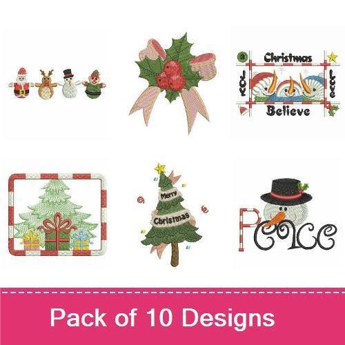 Christmas Characters Embroidery Designs Bundle – Santa Claus, Reindeer, Snowman & More (10 Designs)
